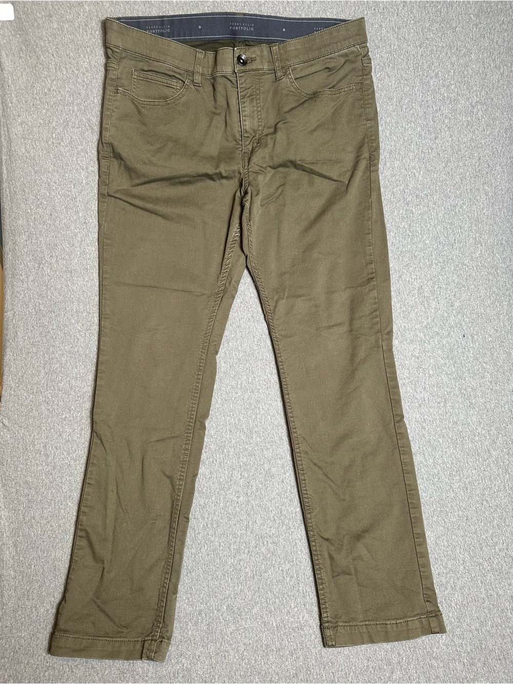Perry Ellis Portfolio Olive Green Chino Pants Men’s 34x32